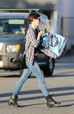 LILY COLLINS Shopping at Whole Foods in Los Angeles 02/13/2016