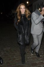 LINDSAY LOHAN at Chiltern Firehouse in London 02/13/2016