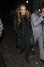 LINDSAY LOHAN at Chiltern Firehouse in London 02/13/2016