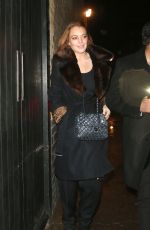 LINDSAY LOHAN Leaves Chiltern Firehouse in Mayfair 02/14/2016
