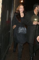 LINDSAY LOHAN Leaves Chiltern Firehouse in Mayfair 02/14/2016