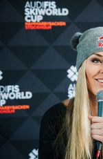 LINDSEY VONN at Press Conference Ahead of FIS Ski World Cup Parallel Slalom 02/23/2016