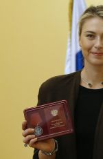 MARIA SHARAPOVA Holds A Medal of the Order During A Ceremony to Present State Awards in Moscow 02/05/2016