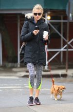 MARTHA HUNT Walks Her Dog Out in New York 02/03/2016