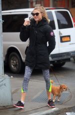 MARTHA HUNT Walks Her Dog Out in New York 02/03/2016