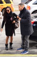 MEAGAN GOOD and Devon Franklin Arrives at Morning Show in New York 01/31/2016