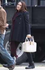 MEGAN BOONE on the Set of The Blacklist in New York 02/04/2016