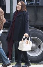 MEGAN BOONE on the Set of The Blacklist in New York 02/04/2016