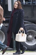 MEGAN BOONE on the Set of The Blacklist in New York 02/04/2016