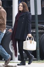 MEGAN BOONE on the Set of The Blacklist in New York 02/04/2016