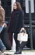 MEGAN BOONE on the Set of The Blacklist in New York 02/04/2016