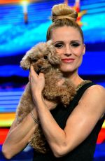 MICHELLE HUMZIKER at Striscia La Notiza at Canal 5 Mediaset Studios in Milan 02/02/2016