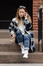 OLIVIA WILDE Chatting on Her Phone in West Village 02/17/2016