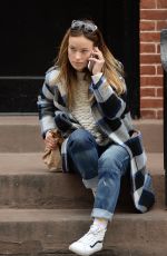 OLIVIA WILDE Chatting on Her Phone in West Village 02/17/2016
