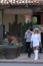 PAMELA ANDERSON with Her Sons Dylan Jagger Lee and Brandon Lee Leaves Bui Sushi Restaurant in Malibu 02/01/2016