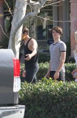 PAMELA ANDERSON with Her Sons Dylan Jagger Lee and Brandon Lee Leaves Bui Sushi Restaurant in Malibu 02/01/2016