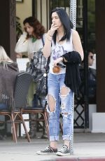 PARIS JACKSON in Ripped Jeans Out Smoking in Los Angeles 01/16/2016