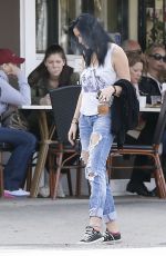 PARIS JACKSON in Ripped Jeans Out Smoking in Los Angeles 01/16/2016