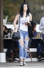 PARIS JACKSON in Ripped Jeans Out Smoking in Los Angeles 01/16/2016