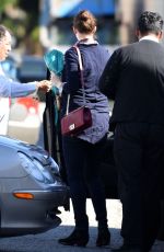 Pregnant ANNE HATHAWAY Arrives at a Hair Salon in Los Angeles 02/04/2016
