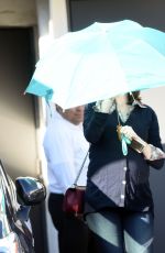 Pregnant ANNE HATHAWAY Arrives at a Hair Salon in Los Angeles 02/04/2016