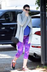 Pregnant ANNE HATHAWAY Leaves a Gym in West Hollywood 02/24/2016