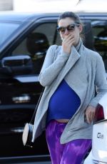 Pregnant ANNE HATHAWAY Leaves a Gym in West Hollywood 02/24/2016