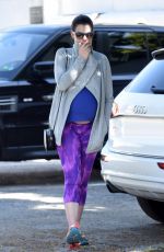 Pregnant ANNE HATHAWAY Leaves a Gym in West Hollywood 02/24/2016