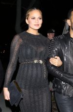 Pregnant CHRISSY TEIGEN Out for a Beverly Hills Salon’s Grand Opening 02/04/2016