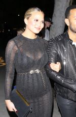 Pregnant CHRISSY TEIGEN Out for a Beverly Hills Salon’s Grand Opening 02/04/2016