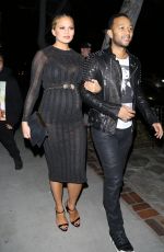 Pregnant CHRISSY TEIGEN Out for a Beverly Hills Salon’s Grand Opening 02/04/2016