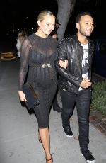 Pregnant CHRISSY TEIGEN Out for a Beverly Hills Salon’s Grand Opening 02/04/2016