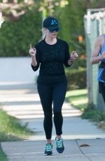 REESE WITHERSPOON Out Jogging in Los Angeles 02/10/2016