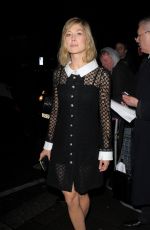 ROSAMUND PIKE Arrives at Charles Finch Pre-bafta Party in London 02/13/2016