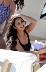 SHAY MITCHEL in Cutoff an Swimsuit at a Yacht in Miami 02/21/2016