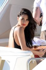 SHAY MITCHEL in Cutoff an Swimsuit at a Yacht in Miami 02/21/2016