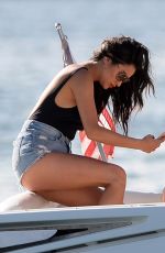 SHAY MITCHEL in Cutoff an Swimsuit at a Yacht in Miami 02/21/2016