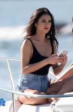 SHAY MITCHEL in Cutoff an Swimsuit at a Yacht in Miami 02/21/2016