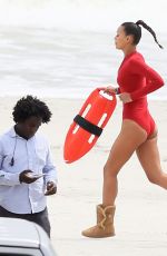 ALEXANDRA DADDARIO on the Set of Baywatch in Miami 03/29/2016