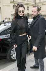 BELLA HADID Arrives at Her Hotel in Paris 03/05/2016