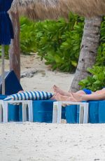 CATHERINE ZETA JONES in Swimsuit on the Beach in Cancun 03/23/2016