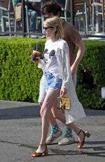 EMMA ROBERTS in Jeans Shorts Out in Los Aneles 03/18/2016