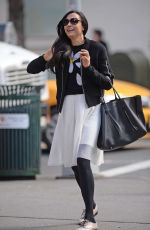 FAMKE JANSEN Walks Her Dog in New York 03/18/2016