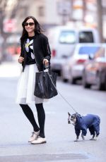 FAMKE JANSEN Walks Her Dog in New York 03/18/2016