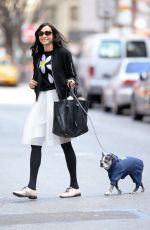 FAMKE JANSEN Walks Her Dog in New York 03/18/2016