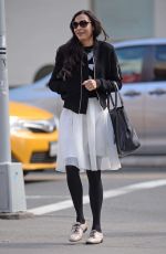 FAMKE JANSEN Walks Her Dog in New York 03/18/2016