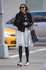 FAMKE JANSEN Walks Her Dog in New York 03/18/2016