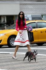 FAMKE JANSSEN Walks Her Dog Out in New York 03/11/2016