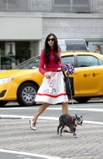 FAMKE JANSSEN Walks Her Dog Out in New York 03/11/2016