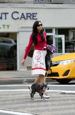 FAMKE JANSSEN Walks Her Dog Out in New York 03/11/2016